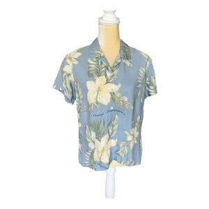 Harley Davidson Womens Hawaiian Silk by Tori Richard Shirt Blouse Size Medium